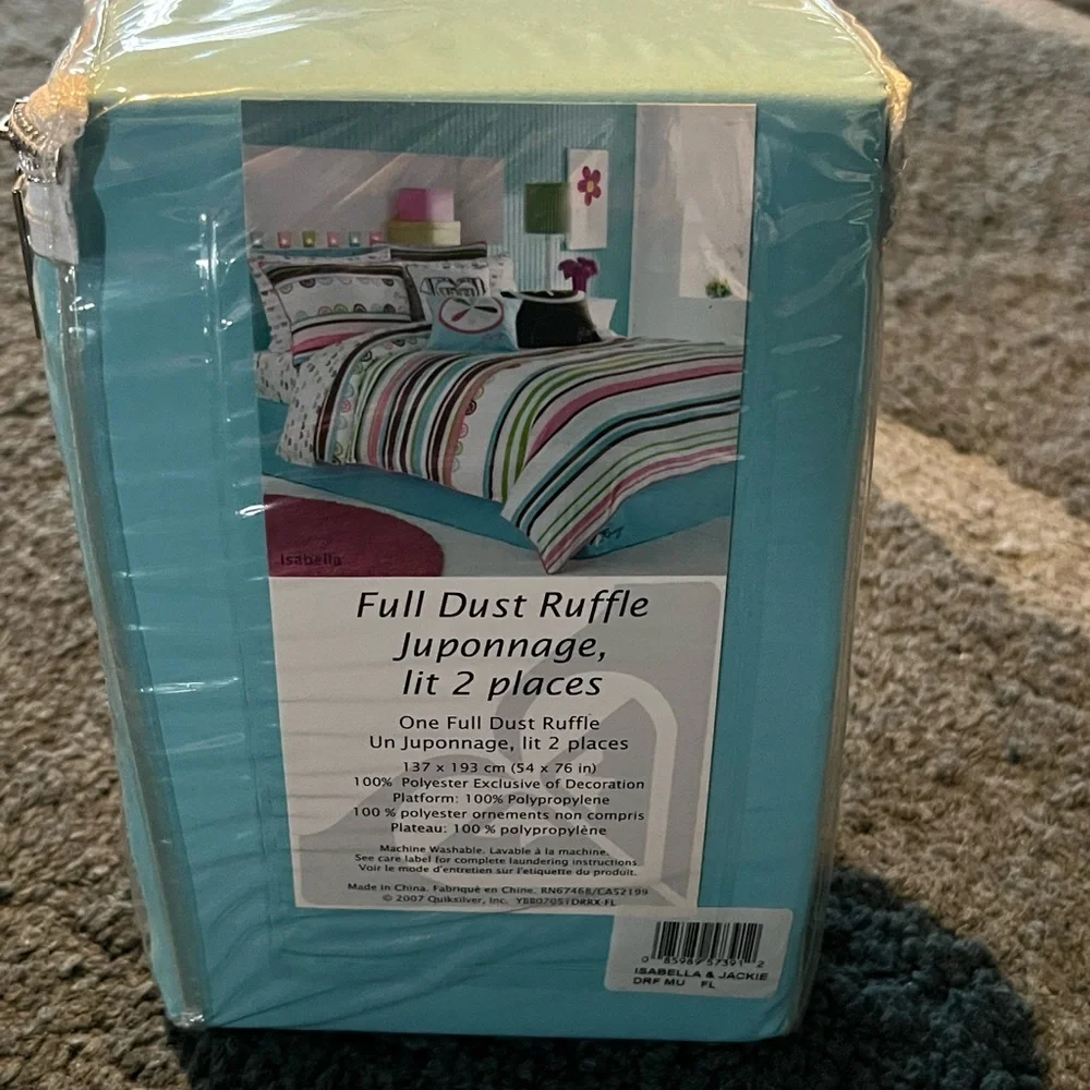 Roxy Room Full Dust Ruffle - Blue and Pink